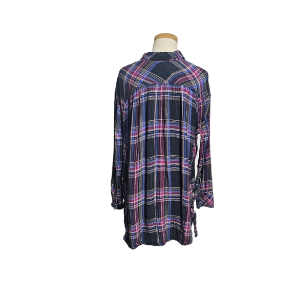 FREE PEOPLE* Plaid Button Down Tunic - Picture 5 of 5